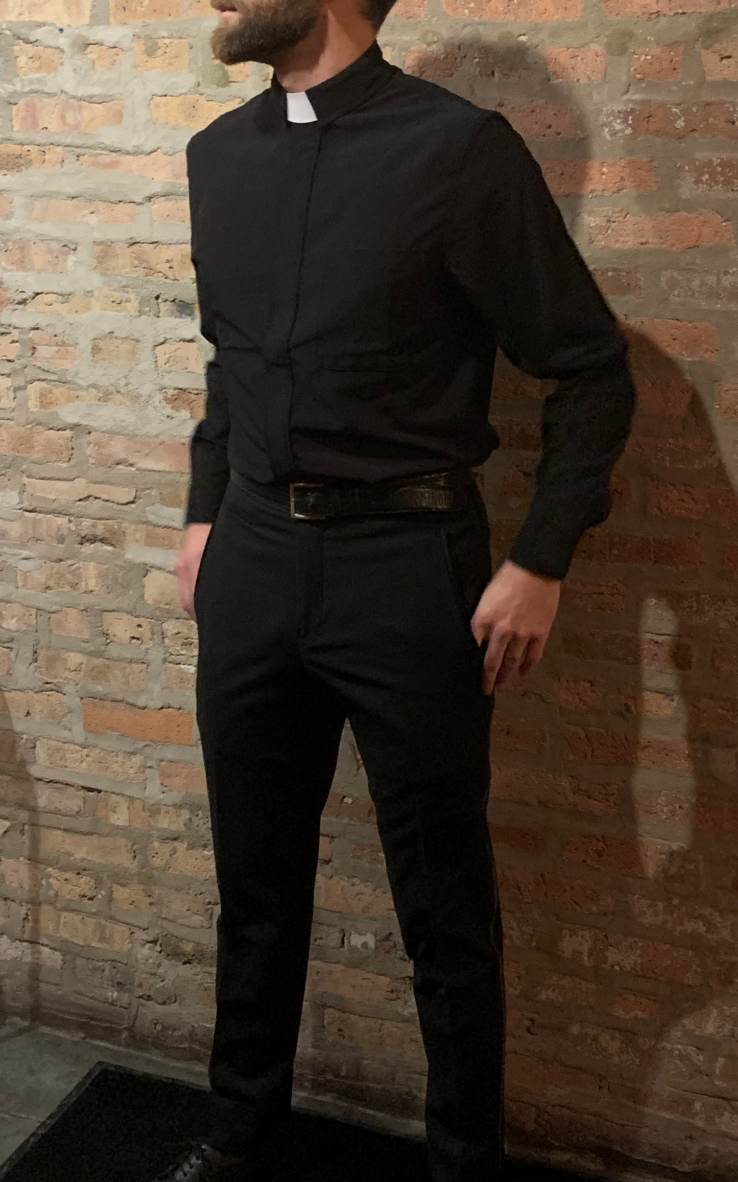 Long Sleeve Clergy Shirt - Black
