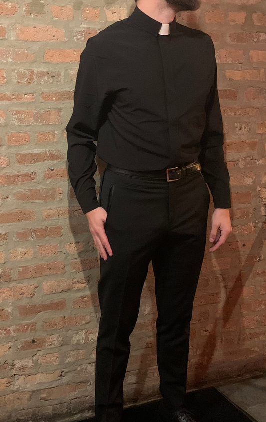 Long Sleeve Clergy Shirt - Black