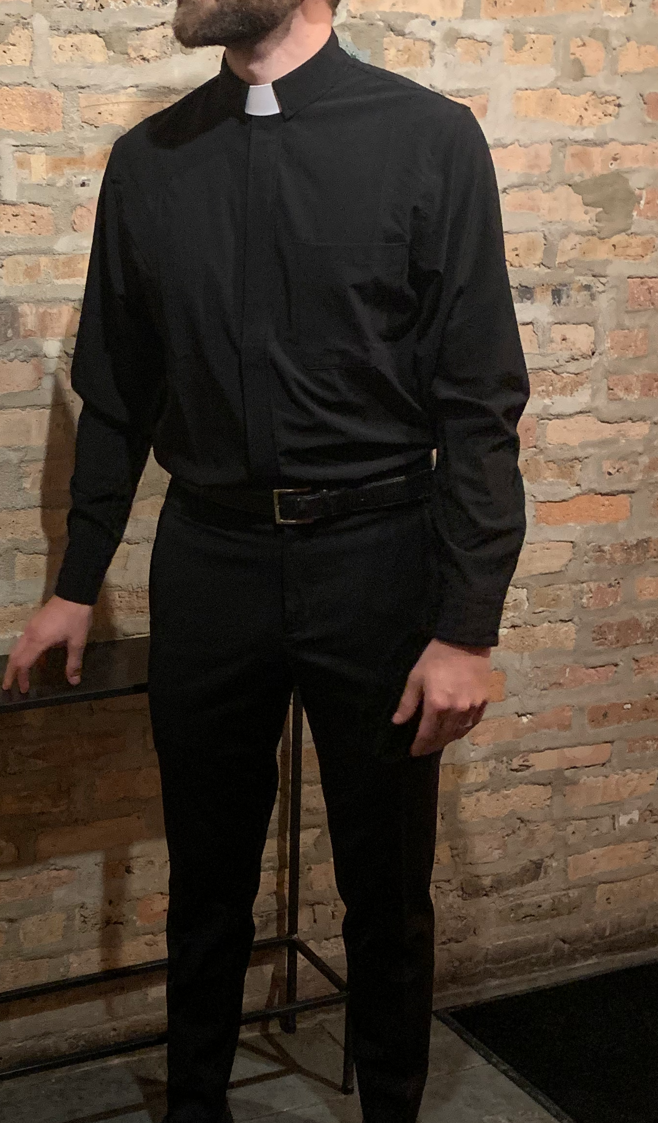 Long Sleeve Clergy Shirt - Black